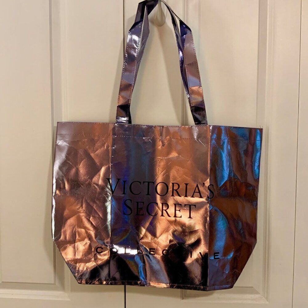 Victoria’s Secret Purple Holographic Iridescent Double Handle Tote Bag